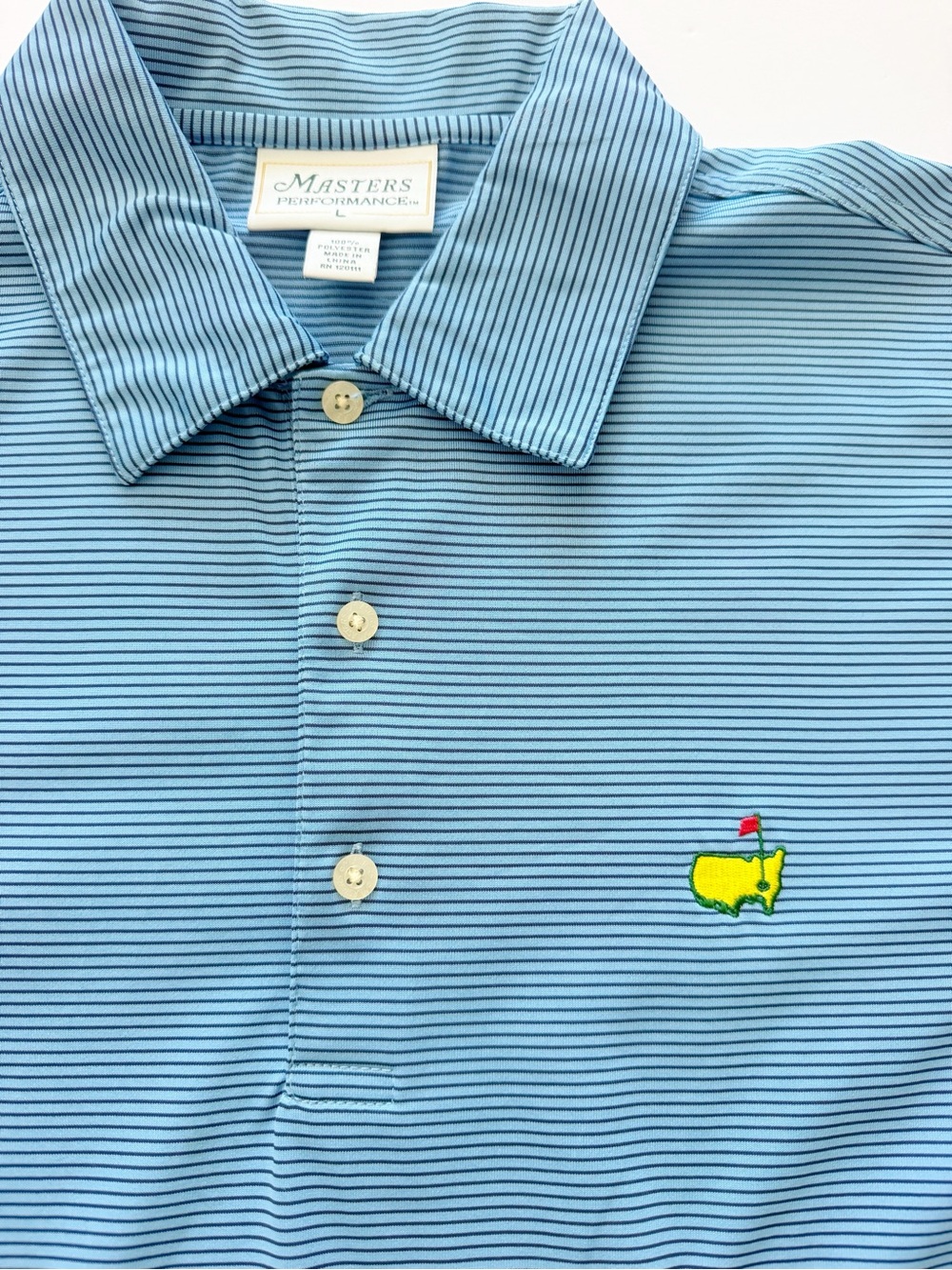 Masters Performance Blue Striped Polo Shirt size L